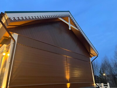 В СТРОЙСЕРВИС выполнены электро-монтажные работы по подсветке фасада